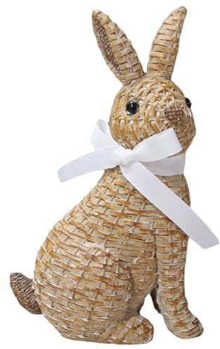 Bunny Decor Yard Dekorationen im Freien, Osterhasen Figur niedliche realistische Kaninchen -Figur Harz Kaninchen -Dekor mit Bug lebhafte Osterdekorationen für den Hausgarten Yard, sitzend