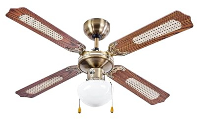 Avilia - Ventilatore da Soffitto 60W con Luce Ø106 cm con Pale in Legno per Ambienti Domestici e Lavorativi, Illuminazione Integrata da Lampada E27, Motore Silenzioso e Rotazione Reversibile
