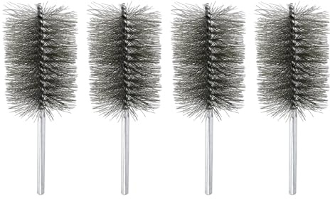 sourcing map 4pcs Wire Bore Brush Set 8 Inch Length 3 Inch Shank Stainless Steel Bristles Cleaning Brush for Clean Car Part Tube Kitchen Garage