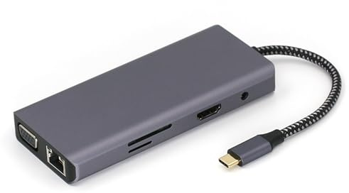 10 In 1 USB C To VGA Aluminum TF Card Reader USB3.0 USB2.0 Port HDTV RJ45 Extender Docking Station For PC Desktop USB C With Ethernet