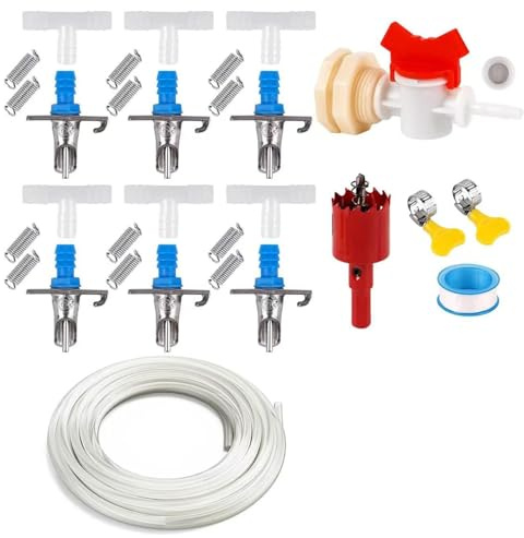 Rabbits Cage Water Dispenser Small Animal Waterer Kits With 6/12/24pcs Metal Nipples Drinkers For Small Animals Leakproof Waterer For Cage
