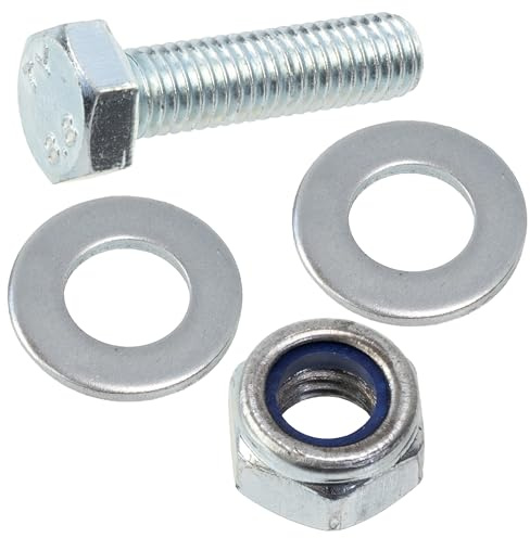 AERZETIX - Set di 20 bulloni a testa esagonale M8x30 mm + 40 rondelle + 20 dadi esagonali autobloccanti M8 per montaggio fai-da-te e fissaggio leggero | acciaio