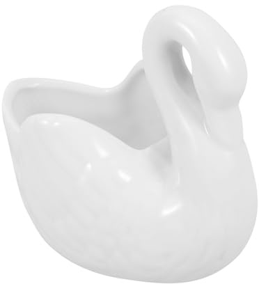 ANDRESLAD Maceta de Cerámica Cisne Pequeña Decorativa para Suculentas y Cactus Macetero Artístico Blanco para Interior y Jardín Regalo para Hogar y Oficina