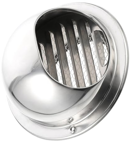 HOMSFOU Stainless Steel Round Dryer Vent Hood with Rainproof Flat Cover Air Vent Protector for Ducts Easy to Install Wall Air Outlet with Screen Mesh for Indoor and Outdoor Ventilation