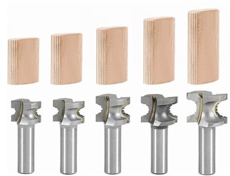 FindBuyTool Fräser Set, 5-teilig Kantenfräser 8mm Schaft für Festool Domino DF500, Wolframkarbid Bündigfräser Set für Holzbearbeitung und DIY-Projekte, Fräser-Bits D4,D5,D6,D8,D10