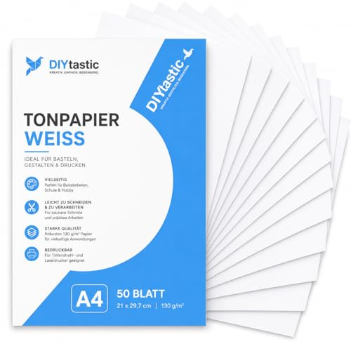100 x tonpapper vitt – 220 g/m² – pysselpapper och färgpapper – för skrivare och pyssel – tonkartong (100 x tonpapper vit, 100)