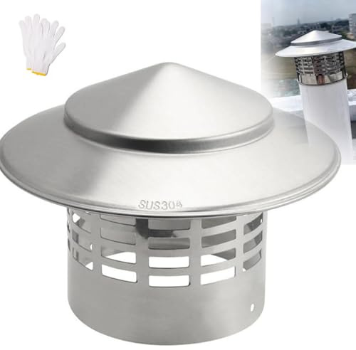 Cappello Camino, Cappa Comignolo Terminale Camino In Acciaio Inox, 75-300mm Cappucci Antipioggia per Tubi del Forno, Copertura del Tetto, per Tubo di Scarico Fumi(160mm(6.3inch))