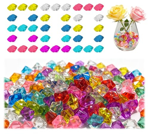 Hexizexi Dekosteine 800 Stück Bunte Acryl Deko Diamanten Muggelsteine | Dekosteine für Vasen Diamanten Deko für Vasen Party Tischdekoration Kunsthandwerk