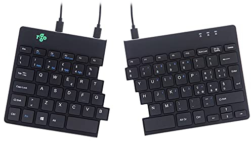 R-Go Split Tastatur, Ergonomische Design mit Geteilte Tastenfeld und Integrierter Pausenanzeige, QWERTY (IT) Layout, USB Kabelgebunden, Schwarz