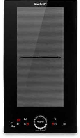 Klarstein Plaque de Cuisson Electrique à Induction, 3500W, Encastrées 2 Feux, Tables de Cuisson Encastrable, Contrôle Tactile, Rechaud pour la Cuisine