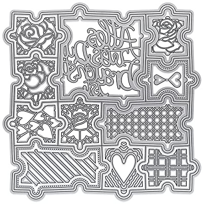 Tonic Studios Stanz & Prägeschablone 19tlg. - Deutsche Texte - Puzzle - Alles was Du brauchst ist