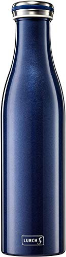Lurch 240862 Isolierflasche/Thermoflasche für heiße und kalte Getränke aus doppelwandigem Edelstahl 0,75l, blau-metallic