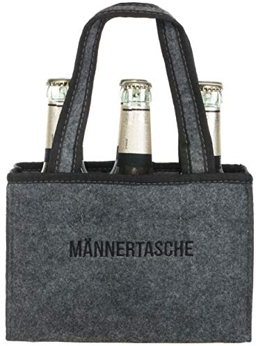 Brandsseller Herren Handtasche Flaschenkorb Flaschenträger Einkaufstasche Aufbewahrungstasche - aus Filz - für 6 Flaschen - Grau-Männertasche