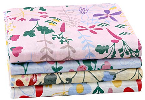 HOULIFE Bunte Blume Taschentücher aus Reiner 60S Baumwolle Damen Blumenmuster Stofftaschentücher 4 Farben für Mädchen Kinder Studenten Alltagsgebrauch, 4/8 Stücke, 34x34cm