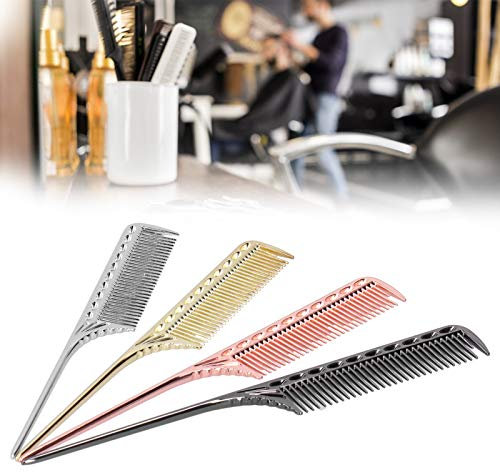 Pettine a denti fini, in alluminio, a punta, professionale per tagliare i capelli, in metallo