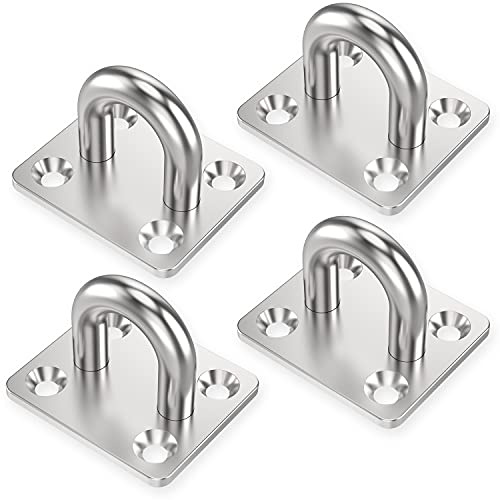 everlar® Premium Augplatte Edelstahl A2 I 4 STK. I Wandöse I Augplatten mit Öse für zahlreiche Anwendungsbereiche I Witterungsbeständige Augenplatte…