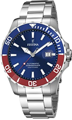 Festina Reloj Automático Hombre de Acero Inoxidable 316l Plateado Reloj Analógico Hombre - Calendario - Cristal Zafiro de Alta Resistencia - Resistente al Agua 20 ATM F20531/5