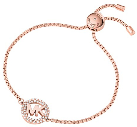 Michael Kors Damen-Armband aus Edelstahl, rotgoldfarben, mit Kristallakzenten, Standard, Metall, Kristalle