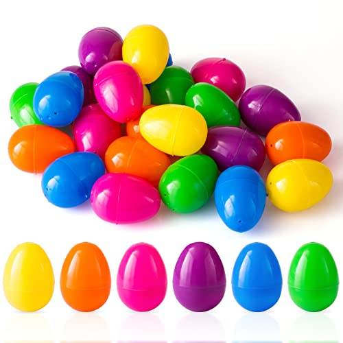 LIHAO 24 Œufs de Pâques en Plastique Œufs Multicolores à Remplir pour Décoration Pâques Cacher Surprise Jouet Cadeau Enfant - 4x6cm