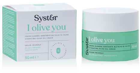 Syster Feuchtigkeitsspendende und Pflegende Gesichtscreme mit Olivenöl Vegan Made in Italy, Ohne Parabene, Ohne Silikone - 50 ml