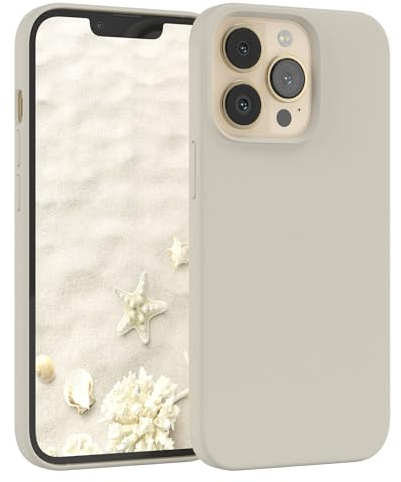 EAZY CASE Premium Silikon Handyhülle kompatibel mit iPhone 13 Pro Slimcover mit Kameraschutz und Innenfutter, Silikonhülle, Schutzhülle, Bumper, Handy Case, Hülle, Softcase, Taupe