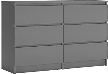 3xE Living Kommode 6 120 cm - mit 6 Schubladen Größen (Anthrazit)