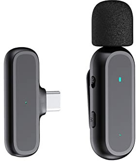 Andoer Portatile One-Trigger-Two Wireless Clip-on Microfono System Registrazione Video Mic Portata di Trasmissione 20M Batteria integrata con Sostituzione della scatola di Ricarica per Phone