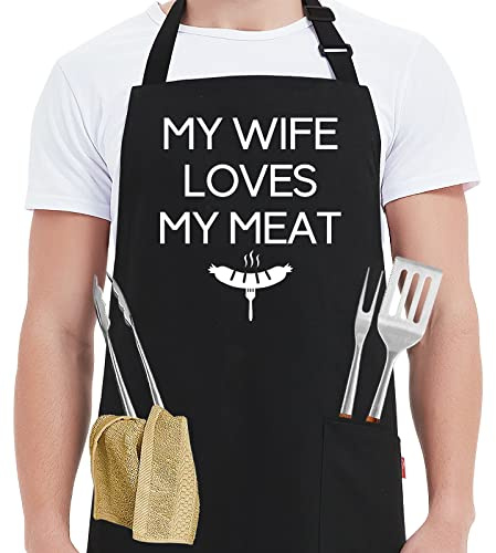 Kaidouma Delantales divertidos – Delantal de chef de cocina para hombre, para cocinar, asar, barbacoa, regalo perfecto para marido en cumpleaños, Navidad, día de San Valentín