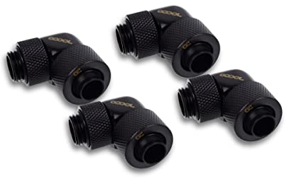 Alphacool Eiszapfen Klemmverschraubung, 13/10 mm, 90 Grad drehbar, tiefschwarz, 4 Stück