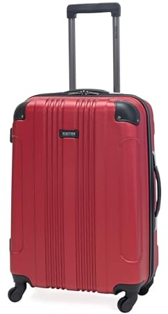 Kenneth Cole REACTION Out of Bounds Lightweight Hardshell 4-Wheel Spinner Luggage, Scarlet Red, 24-Inch Checked