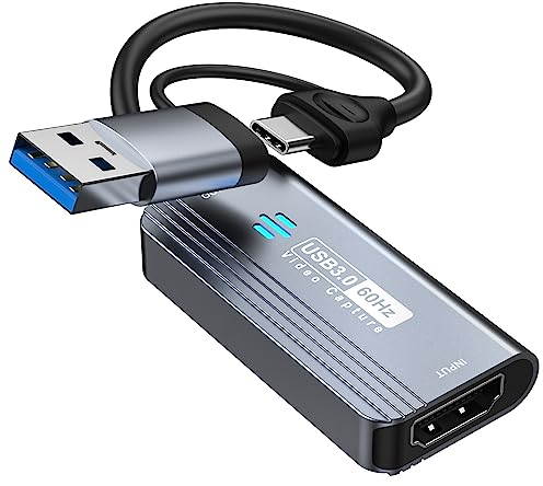 Carte d'acquisition vidéo Papeaso, Carte de Capture 4K HDMI vers USB/USB C 3.0, Capture vidéo 1080P 60FPS, pour Le Streaming, l'enseignement, Les Jeux, la vidéoconférence ou la Diffusion en Direct