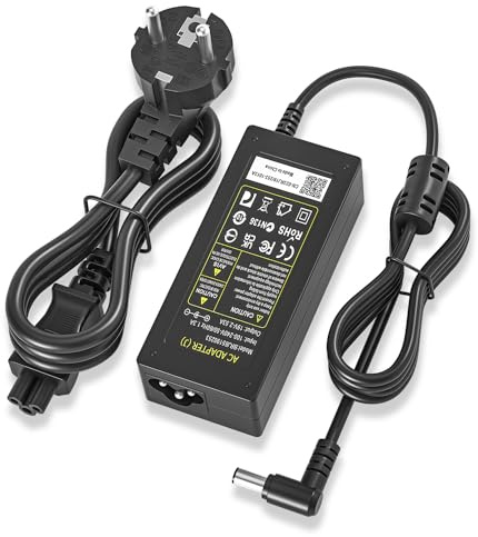 19V Adaptador Cargador para LG Electronics 1920222324272934 Monitor LCD LED HD TV Widescreen Flatron IPS236V E2351T E2750VR E2290T E2360T, Samsung UN32J4000 U28E590D Cable de Alimentación