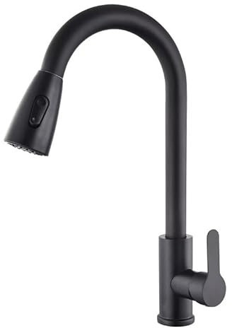 Kitchen Sink Taps Mixer with Pull Out Spray，360° Rotatable Single-Lever Kitchen Mixer in Stainless Steel, High Pressure Kitchen Faucet, 3 Spary Mode Kitchen Mixer Tap,Matte Black