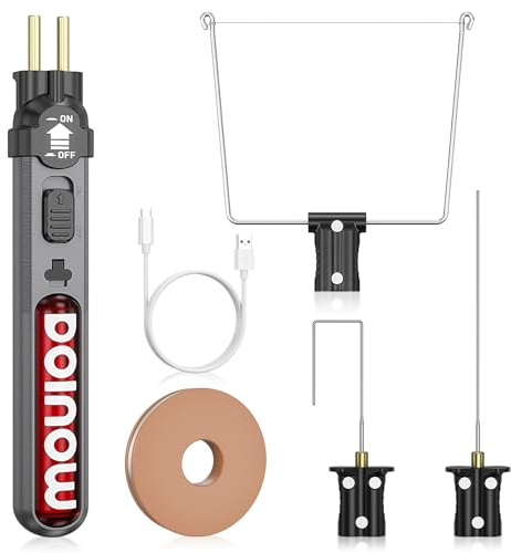 DOINOW Styroporschneider Akku Heißdrahtschneider 550℃, Verbesserter Schaumstoffschneider Elektrisch, LED-Licht und USB-C-Aufladung, Styropor Schneidegerät zum Schnitzen und Basteln von Styropor