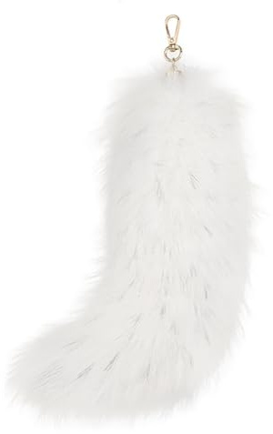 Asudaro Fuchsschwanz Anhänger, Kunstpelz Schwanz Anhänger Plüschschwanz Schlüsselanhänger Fell Schwanz Keychain Charm Anhänger für Geldbeutel Auto Geldbörse, 25CM