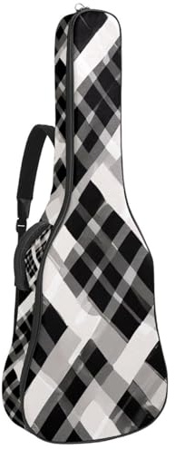 Schöne Gitarrentasche, wasserdichte Gigbag für 40/41/42 Zoll Akustikgitarre mit mehreren Taschen und Schutzschicht, Lila Retro Plaid, Mehrfarbig Nr. 08, 42.9x16.9x4.7 in, Gitarrentasche