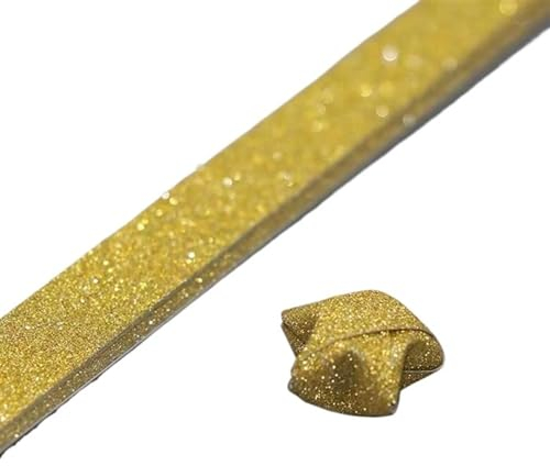 SUBLXPoten Origami Sterne aus Glitzerpapier, Papierstreifen, Glücksstern-Dekoration, Faltpapier, Origami-Handkunst, Heimdekoration (Bright Gold 7packs, 140 Blatt, Rechteckig, Premium Glossy)