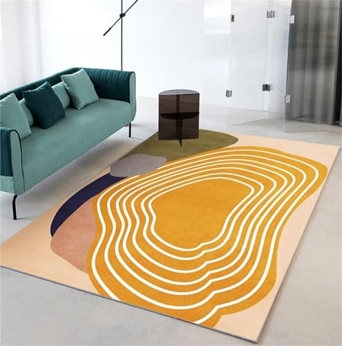 QGYFRE Großer Teppich Kinderzimmer Jungen klein Wohnzimmer 300x400CM Schlafzimmer Teppiche orange Moderner, waschbarer mit geschwungenem Muster