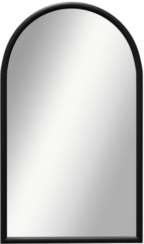 HOMCOM Miroir mural 65 x 110 cm avec cadre en bois en forme de fenêtre Miroir décoratif pour salon, chambre, entrée Noir