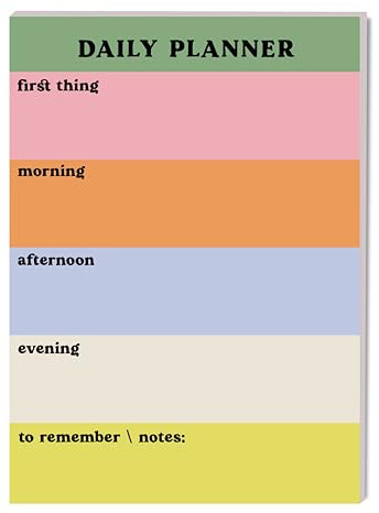 Good Tuesday, A5 Daily Planner Pad, Rainbow Colour Block Notepad - 52 Tear-Away Pages - Four Time Blocks, To Remember & Notes - Vegetable Based Ink, 115gsm Paper, 100% Recycled, UK Made