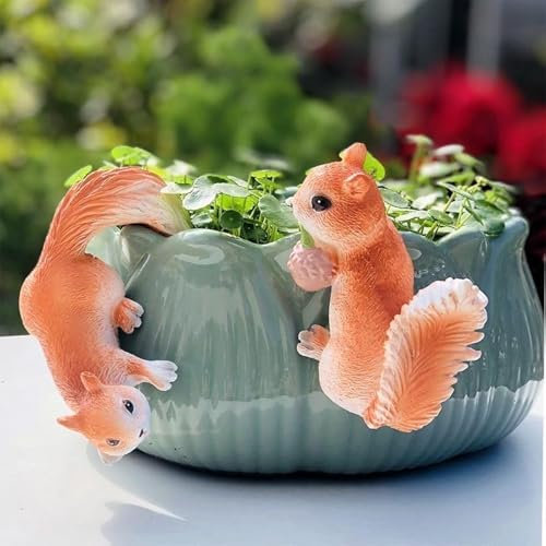 Pinsjar Blumentopf Tier Deko Anhänger Hängende Statue Eichhörnchen