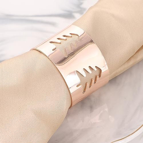 Blausky 6 Stück Metall Serviettenschnallen,Schlichter Serviettenring,Vintage Tischdeko,Serviettenhalter,Serviettenringe für Hochzeit Party Abendessen Weihnachten Geburtstag,30 x 40 mm,Roségold