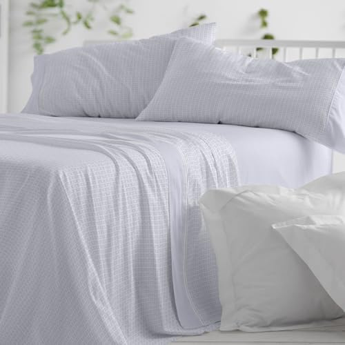 Burrito Blanco | Juego de sábanas | Cama de 150 a 160cm. (+Medidas Disponibles) | Diseño 540 | Color Azul Plomo (150-160x190/200cm.)