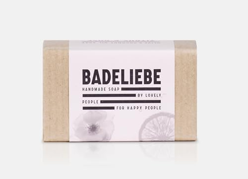 BADELIEBE Hartes Seifenstück mit Zitrus & Rose, Oliven- & Kokosnuss-Öl – 115 g vegane Hartseife als Seifenbasis für Hände, Gesicht & Körper – Frei von Palmöl und Tierversuchen
