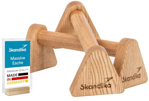 Skandika Vira Liegestützgriffe Holz | Griffe für Handstand & Liegestütze made in Germany, indoor & outdoor, bis 150 kg, Esche Massivholz | Fitnessgeräte für Zuhause, Sportgeräte, Home Gym, Fitness