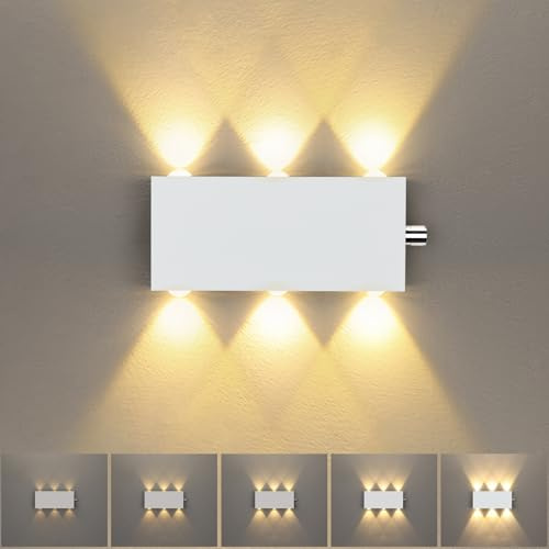 Lightess Wandlampe mit Schalter Dimmbare Wandleuchte Innen Weiß Warmweiß