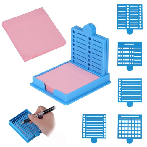 5 Plantillas de Notas Adhesivas Reutilizables, Plantillas para Notas Adhesivas con Caja y Papel para Oficina Hogar y Escuela (Azul)