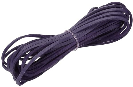 PATIKIL Cordino Cuoio, 3 mm x 5.5 Iarde Stringa in Pelle Finta, Cordone Piatto Vellutata Cordoncino per Collane Creazione Di Gioielli Braccialetti DIY Artigianato, Viola Scuro