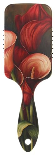 Peinture à l'huile de lys calla bordeaux rétro pour cuir chevelu lisse pour cheveux épais avec poignée ergonomique cepillo para pelo rizado