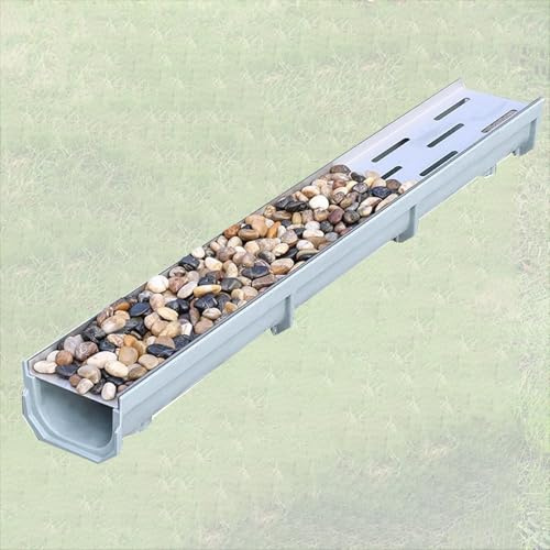 Heavy Duty Trench Water Discharge Grate, Embedded Drainage System For Patio Sewer/Garden/slope Drainage/garages, Pebble Filled Groove Drainage Ditch(100x15x10cm/39.4x6x3.9in)